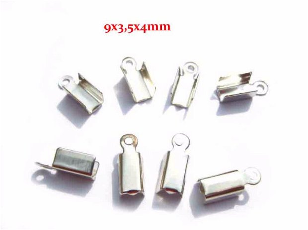 100buc Terminatie/Capat snur argintiu inchis 9x3,5x4mm  C102-316