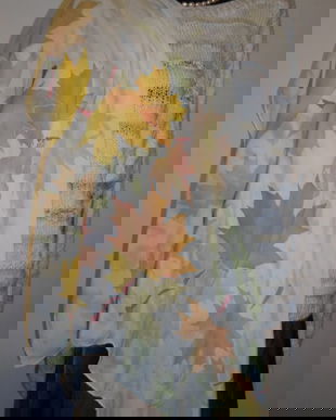 Esarfa matase naturala cu frunze de artar