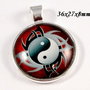 6626 - Pandantiv yin yang, aliaj metalic argintiu, cabochon sticla
