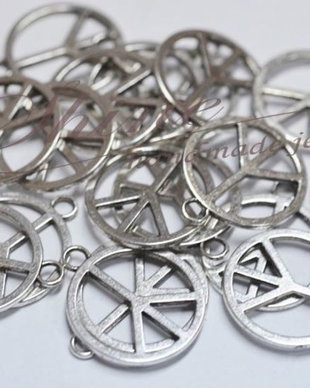 Charm Peace Sign, argintiu antichizat