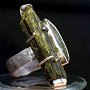 Inel unicat din argint925, turmalină verde marquise şi turmalină brută