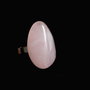 Inel cu quartz roz natural, rulat, pe baza metalica argintie