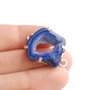 Conector cu agata druzy  albastra in rama argintata