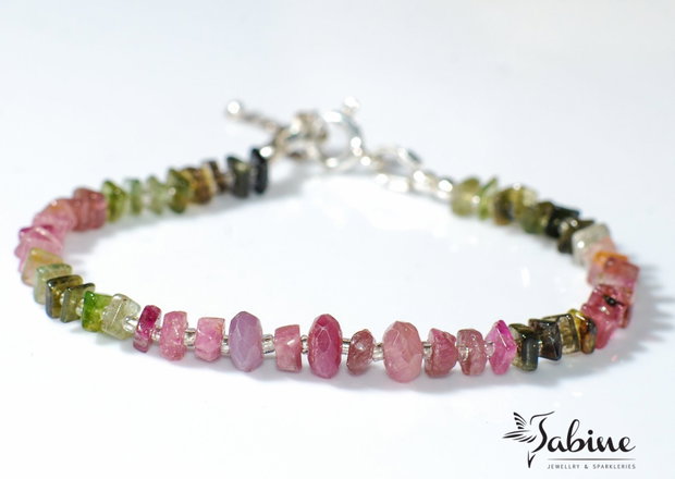 Brăţară watermelon tourmaline cu argint