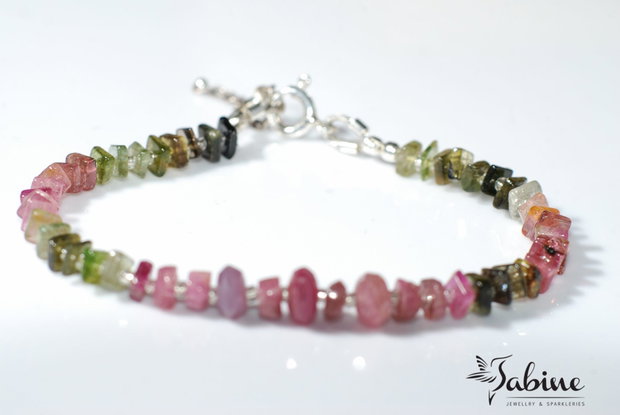 Brăţară watermelon tourmaline cu argint