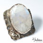 Inel argint 925 şi moonstone. Inel masiv, rustic, patinat, texturat