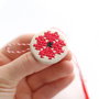 Martisor Brodat cu motiv traditional  in punct - cruce  - Rosu cu Negru