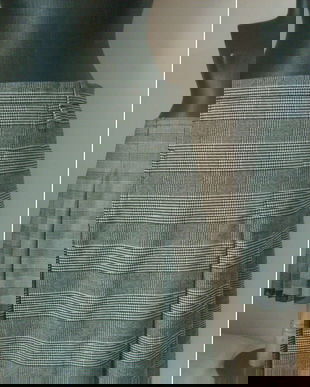 FUSTA MIDI STOFA ALB NEGRU