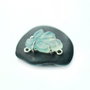 Conector cu calcedonie sculptata sub forma de frunza - nuante de  mint pal