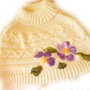 Poncho, capalet tricotat cu aplicatie de flori de lana si matase naturala impaslite