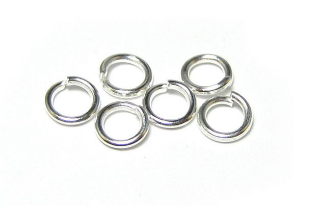 Zale metalice simple, argintii, 6x1.5 mm