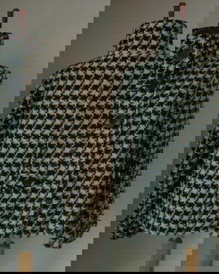 PALTON SACOU STOFA LANA TESUTA ALB NEGRU