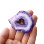 Pandant  free form cu agata & quartz druzy  mov cu alb