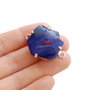 Conector cu agata druzy  albastra in rama argintata