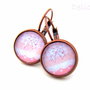 Cercei cu fundite,buline&dantela roz DELICATE