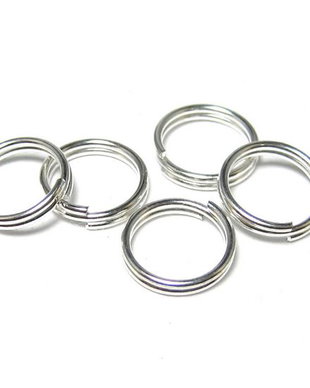 Zale metalice duble, argintii, 10x1.5 mm