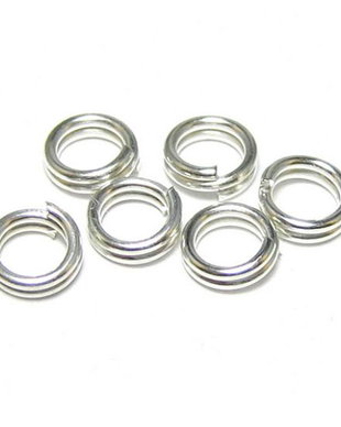 Zale metalice duble, argintii, 5x1.5 mm