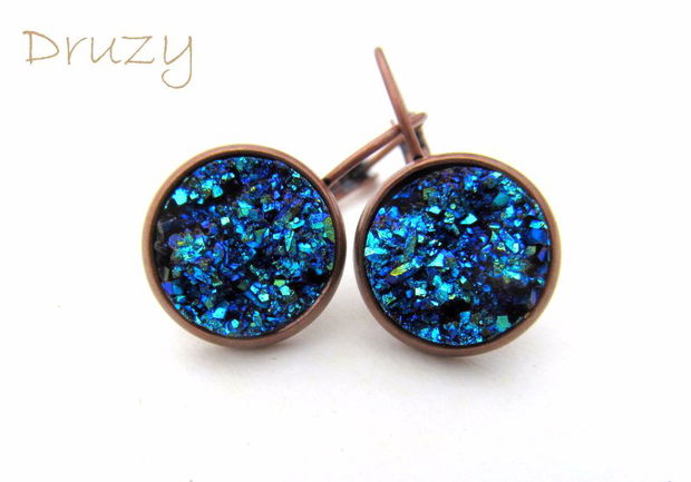 Cercei cupru&druzy BLUE