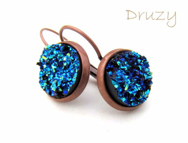 Cercei cupru&druzy BLUE