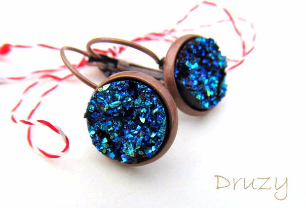 Cercei cupru&druzy BLUE