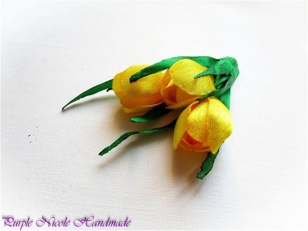 Lalele - brosa flori textile galbene