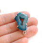 Conector cu agata druzy  albastru translucid in rama argintata