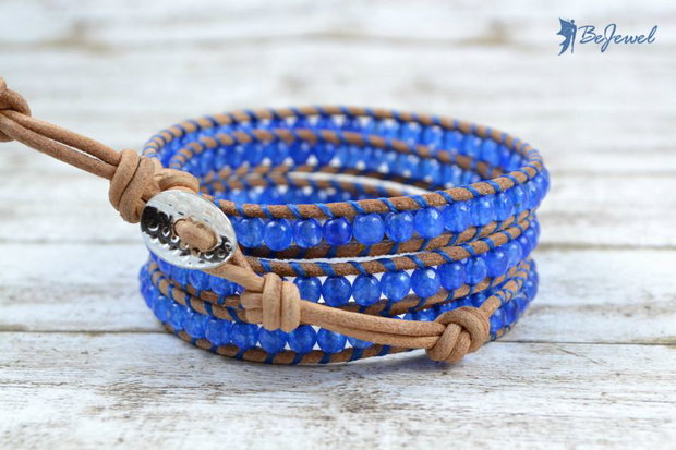 Bratara wrap snur de piele si semipretioase ''Clarity''