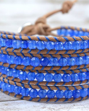 Bratara wrap snur de piele si semipretioase ''Clarity''