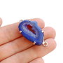 Conector cu agata druzy  albastra in rama argintata