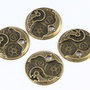 6590 - (2buc) Accesoriu / ornament, steampunk, rotite ceas, aliaj metalic bronz, 25mm