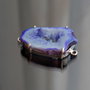 Pandant  free form cu agata druzy  mov albastrui  cu alb pastelat