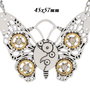 6722 - (1buc) Pandantiv tip link / conector, fluture, steampunk, rotite ceas, aliaj metalic argintiu si auriu