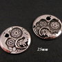 6591 - (2buc) Accesoriu / ornament, steampunk, rotite ceas, aliaj metalic argintiu, 25mm