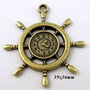 6596 - (2buc) Pandantiv / charms, steampunk, timona / roata, cadran ceas, aliaj metalic bronz