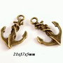 6668 - (4buc) Pandantiv / charms, ancora, aliaj metalic bronz, 3D