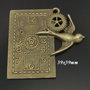 6595 - Pandantiv, cadran ceas, pasare zbor, steampunk, aliaj metalic bronz