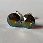 Cercei argint cu piatra Swarovski Chaton 7mm Iridescent Green