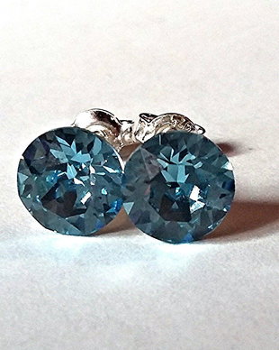 Cercei argint cu piatra Swarovski Chaton 7mm Aquamarine