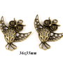 6677 - (2buc) Pandantiv / charms, pasare / bufnita, aliaj metalic bronz