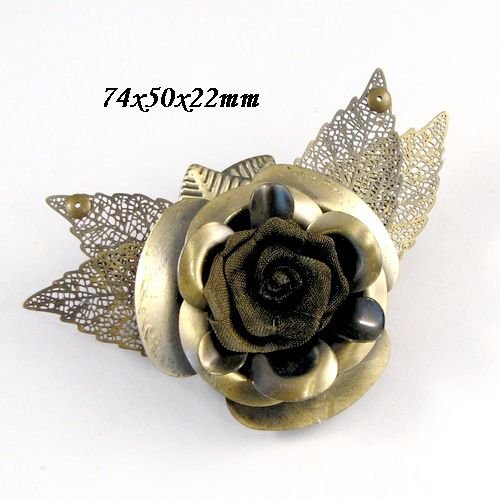 6657 - Pandantiv / brosa, floare / trandafir, aliaj metalic alama