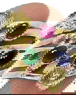 Ag124 - Inel, argint 925, radacina de smarald, safir si rubin