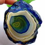 6730 - Pandantiv, agata feliata, forma neregulata, albastru, 71x61x5mm