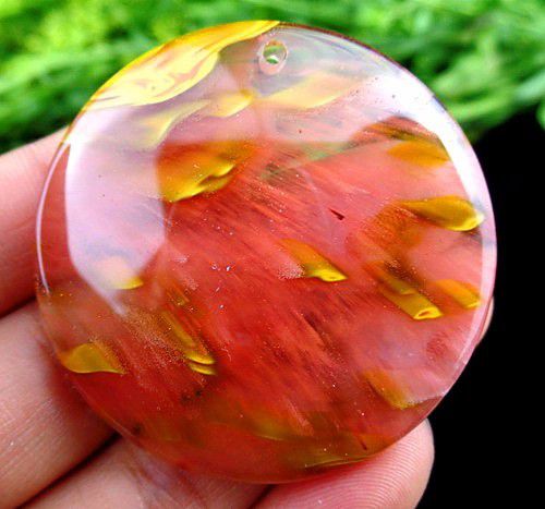 6726 - Pandantiv, cherry cuart, disc, 44x44x7mm
