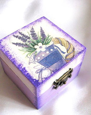 Cutie lemn decorata - lavanda -26105