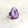 Midnight Nostalgia - Inel cu agata madagascar druzy  Alb Mov  pe baza reglabila bronz