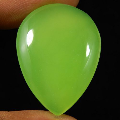 6732 - Cabochon, calcedonie verde crud, picatura, 34x26x7mm, 50cts