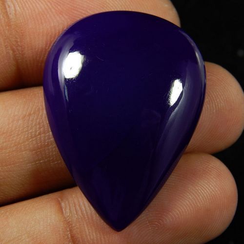 6733 - Cabochon, calcedonie indigo, picatura, 37x27x8mm, 51cts