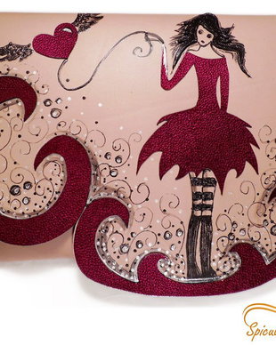 poseta plic handmade unicat din piele - Be My Valentine