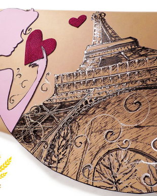 poseta plic handmade unicat din piele -From Paris With Love