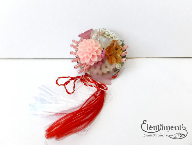 Brosa (martisor) roz piersica